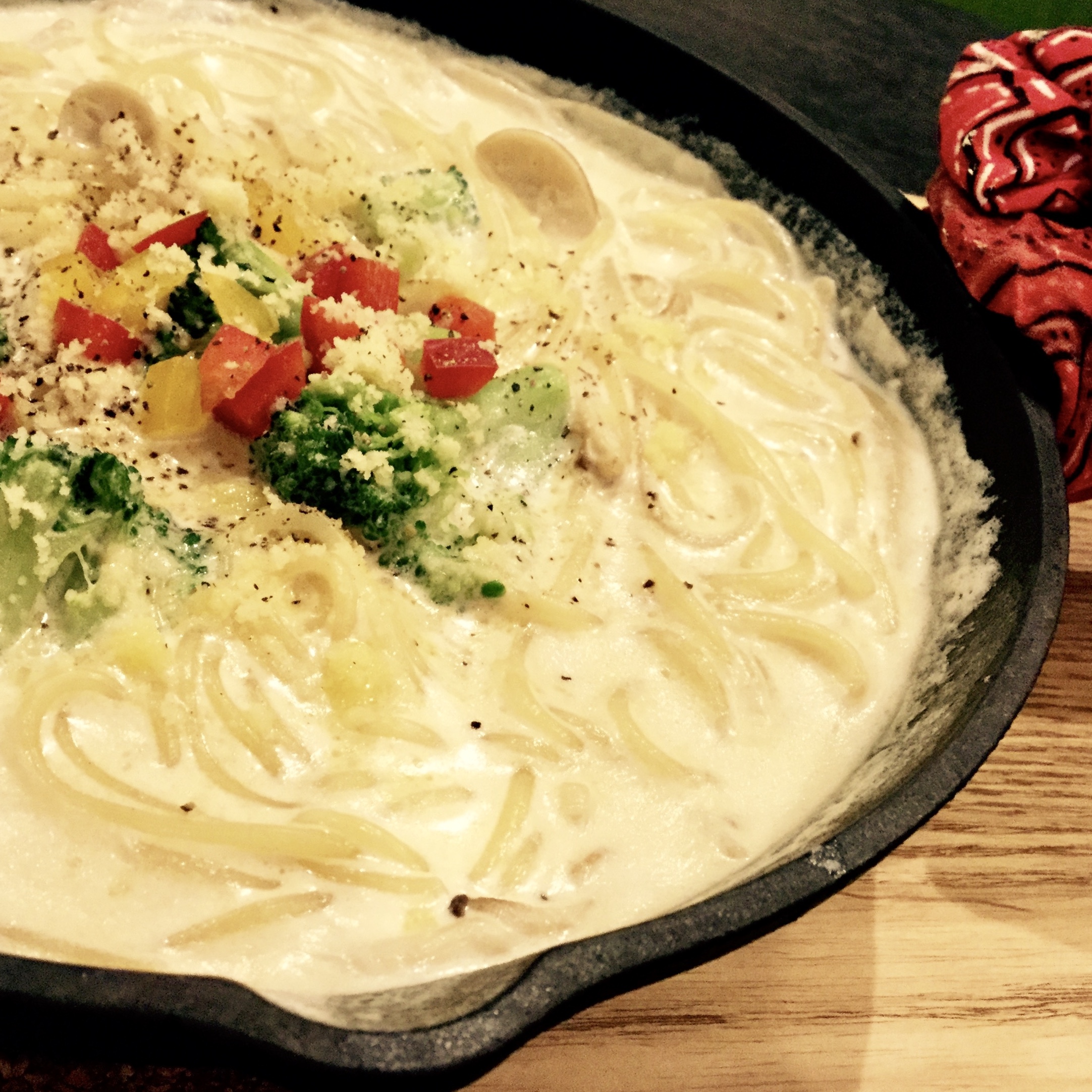 具だくさんあったかクリームパスタ