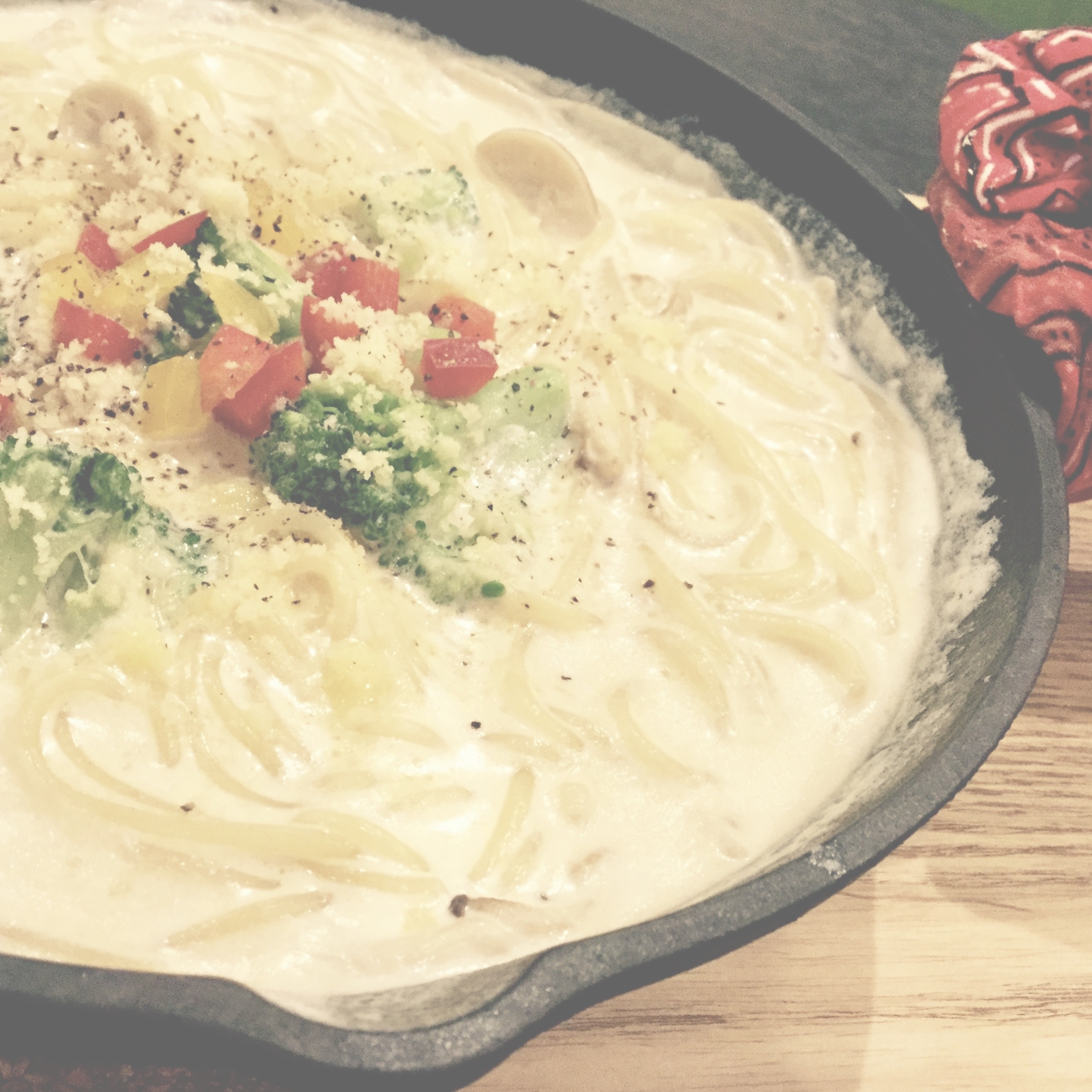 具だくさんあったかクリームパスタ